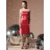 Sleeveless Natural Sheath Sash Red Bridesmaid Dress