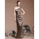 Ruffles Elastic-Satin Natural Sheath Floor-length Bridesmaid Dress