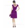 Natural Grape Ruffles Short-Sleeve V-neck Bridesmaid Dress