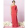 Red Zipper Empire Draped/Ruffles Floor-length Bridesmaid Dress