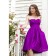 Knee-length Strapless Sleeveless Grape Backless Bridesmaid Dress