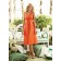 Orange A-line Taffeta V-neck Ruffles Bridesmaid Dress