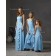 Light-Sky-Blue Floor-length Spaghetti-Straps Lace-up Chiffon Bridesmaid Dress