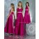 Fuchsia Zipper Satin Empire Sleeveless Bridesmaid Dress