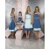 Natural Blue Knee-length Strapless A-line Bridesmaid Dress