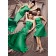 Ruffles Green Elastic-Satin Zipper Floor-length Bridesmaid Dress