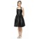 Halter A-line Satin Black Knee-length Junior Bridesmaid Dresses