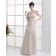 Sleeveless One-Shoulder Ruffles Natural A-line Champagne Satin Floor-length Zipper Bridesmaid Dress