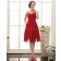 A-line Chiffon Ruffles/Draped Knee-length Sleeveless Spaghetti-Straps Zipper Red Natural Bridesmaid Dress