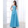 Satin Sweetheart Zipper Floor-length Blue A-line Sleeveless Ruffles/Flowers/Sash Natural Bridesmaid Dress