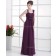 A-line Natural Grape Zipper Ruffles/Beading Chiffon Floor-length Sleeveless Straps Bridesmaid Dress