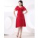 Zipper Red Empire A-line Floor-length Ruffles V-neck Chiffon Sleeveless Bridesmaid Dress