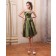 Natural Sleeveless Ruffles/Bow/Flowers Green Zipper A-line Taffeta Floor-length Strapless Bridesmaid Dress