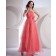 Organza Zipper Natural Floor-length A-line Tiered/Flowers Sleeveless One-Shoulder Watermelon Bridesmaid Dress