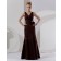 Chocolate Sleeveless Floor-length Ruffles/Bow/Beading V-neck Mermaid Natural Zipper Taffeta Bridesmaid Dress