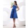 Natural Satin Royal-Blue Straps A-line Zipper Knee-length Sleeveless Ruffles/Sash/Bow Bridesmaid Dress