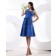 Natural Satin Royal-Blue Straps A-line Zipper Knee-length Sleeveless Ruffles/Sash/Bow Bridesmaid Dress