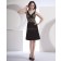 Satin A-line Black Zipper Floor-length V-neck Lace/Appliques Natural Sleeveless Bridesmaid Dress