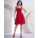 Ruffles Knee-length Chiffon A-line Straps Natural Zipper Red Sleeveless Bridesmaid Dress