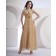 Champagne Natural Floor-length Ruffles/Flowers Zipper Spaghetti-Straps Chiffon Sleeveless A-line Bridesmaid Dress