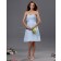 Sleeveless A-line Chiffon Natural Sweetheart Ruffles/Flowers Knee-length Light-Sky-Blue Zipper Bridesmaid Dress