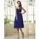 Knee-length Zipper A-line Natural Sleeveless Royal-Blue Sweetheart Chiffon Ruffles Bridesmaid Dress