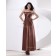 A-line Zipper Ruffles/Beading Sleeveless Elastic-Satin Natural Brown Floor-length Strapless Bridesmaid Dress