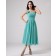 Zipper Natural One-Shoulder Ruffles/Flowers A-line Chiffon Pool Tea-length Sleeveless Bridesmaid Dress