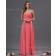 A-line Ruffles/Draped Zipper Chiffon Watermelon Sweetheart Natural Floor-length Sleeveless Bridesmaid Dress