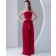 Natural Zipper Sleeveless A-line Ruffles/Sash/Bow Chiffon Strapless Burgundy Floor-length Bridesmaid Dress