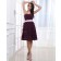 Short-length Chiffon Sweetheart Grape Natural A-line Sleeveless Zipper Ruffles/Tiered/Bow Bridesmaid Dress