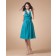 Chiffon Ruffles/Tiered Knee-length A-line Zipper Sleeveless Natural V-neck Blue Bridesmaid Dress