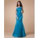 Ruffles/Tiered/Beading Sleeveless Blue Satin Floor-length Mermaid One-Shoulder Natural Zipper Bridesmaid Dress