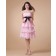 Empire Ruched/Tiered/Beading/Bow/Applique Zipper Organza Strapless Knee-length Sleeveless A-line Pink Bridesmaid Dress