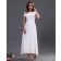 Sleeveless Ankle-length Ruffles/Beading Zipper A-line Natural Bateau Chiffon White Bridesmaid Dress