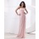 Natural Strapless Sleeveless Chiffon Floor-length Sheath Ruffles/Flowers Zipper Pearl-Pink Bridesmaid Dress