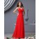 Sleeveless Spaghetti-Straps Zipper Chiffon Natural Red A-line Ruffles/Draped Floor-length Bridesmaid Dress