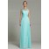 Sheath Floor-length Natural Sleeveless Light-Sky-Blue Beading/Ruffles Zipper Halter Chiffon Bridesmaid Dress