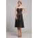 Black Natural Satin Ruffles A-line Knee-length Sweetheart Sleeveless Zipper Bridesmaid Dress