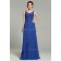 Royal-Blue Floor-length Zipper Ruffles/Tiered A-line Sleeveless Natural Organza V-neck Bridesmaid Dress