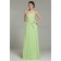 Ruffles/Sash/Bow Strapless Floor-length Sage Chiffon Sleeveless A-line Natural Zipper Bridesmaid Dress