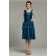 Elastic-Satin Knee-length Sleeveless Mermaid Ocean-Blue Dropped Zipper Ruffles V-neck Bridesmaid Dress