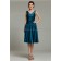 Elastic-Satin Knee-length Sleeveless Mermaid Ocean-Blue Dropped Zipper Ruffles V-neck Bridesmaid Dress