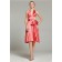 Ruffles/Sash Knee-length Watermelon Zipper Natural V-neck Elastic-Satin A-line Sleeveless Bridesmaid Dress