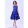 Royal-Blue Zipper Satin Ruffles/Sash A-line Sleeveless Natural Knee-length Strapless Bridesmaid Dress