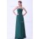 Dark-Green Floor-length Sleeveless Empire Zipper Ruffles/Beading Sheath Chiffon Strapless Bridesmaid Dress