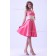 A-line Knee-length Sleeveless Zipper Sweetheart Taffeta Watermelon Natural Ruffles/Sash Bridesmaid Dress