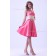 A-line Knee-length Sleeveless Zipper Sweetheart Taffeta Watermelon Natural Ruffles/Sash Bridesmaid Dress