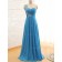 2016 Elegant Light Sky Blue Beading Long Chiffon Bridesmaid Dresses