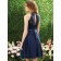 2016 UK Navy Chiffon Short  Bridesmaid Dresses with Lace Top